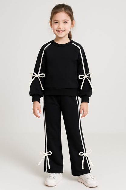 Cotton Terry Full Sleeves Side White Stripe Jogger Set
