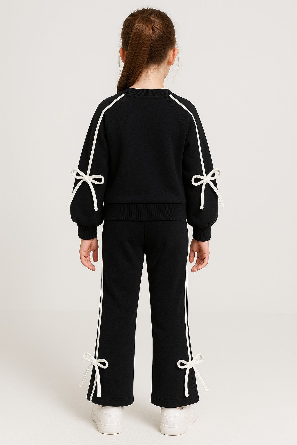 Cotton Terry Full Sleeves Side White Stripe Jogger Set