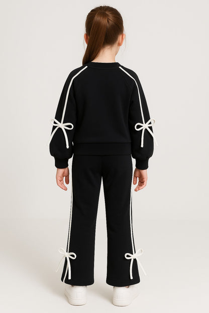 Cotton Terry Full Sleeves Side White Stripe Jogger Set