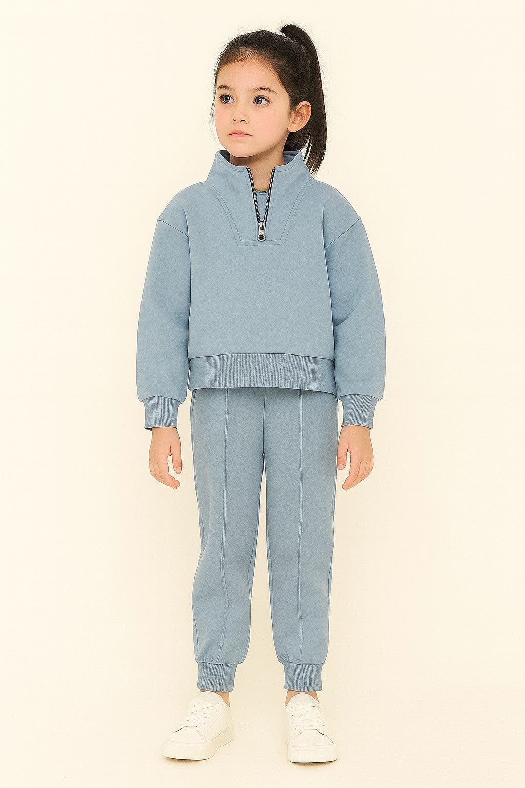 Cotton Terry Full Sleeves Collar Nack Zip Jogger Set