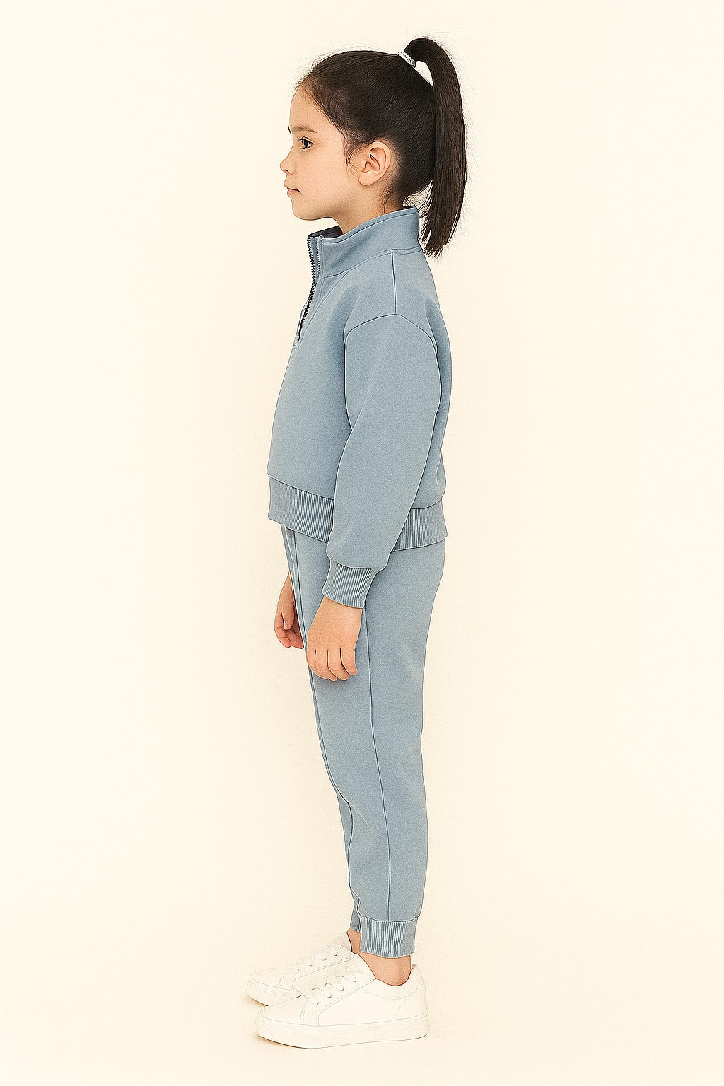 Cotton Terry Full Sleeves Collar Nack Zip Jogger Set