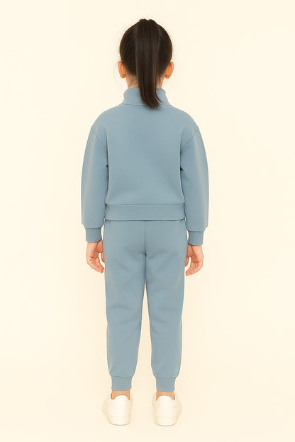 Cotton Terry Full Sleeves Collar Nack Zip Jogger Set