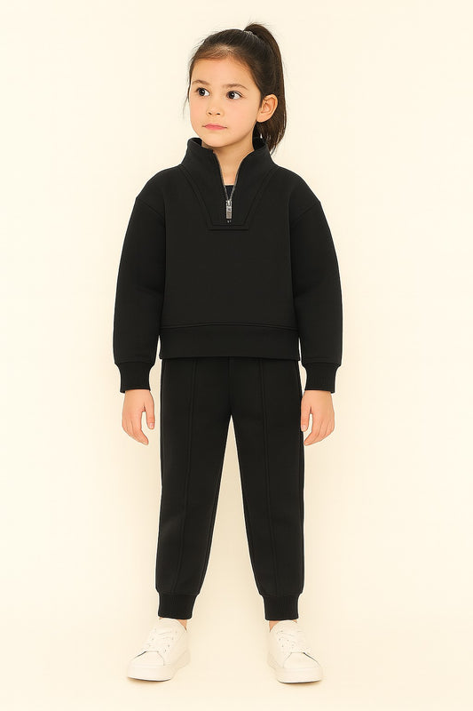 Cotton Terry Full Sleeves Collar Nack Zip Jogger Set