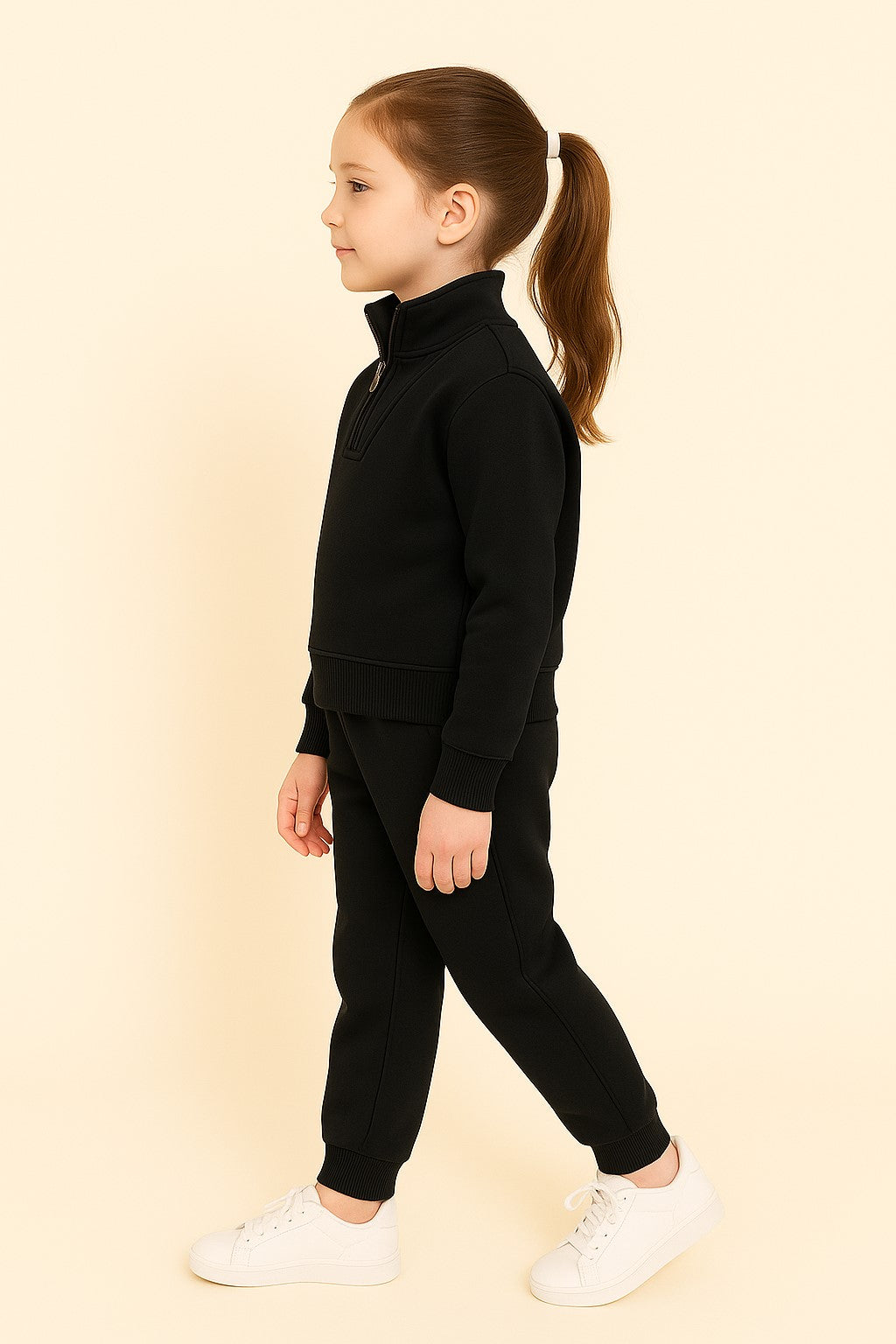 Cotton Terry Full Sleeves Collar Nack Zip Jogger Set