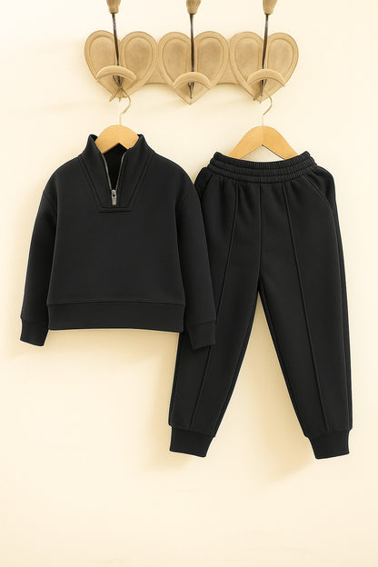 Cotton Terry Full Sleeves Collar Nack Zip Jogger Set