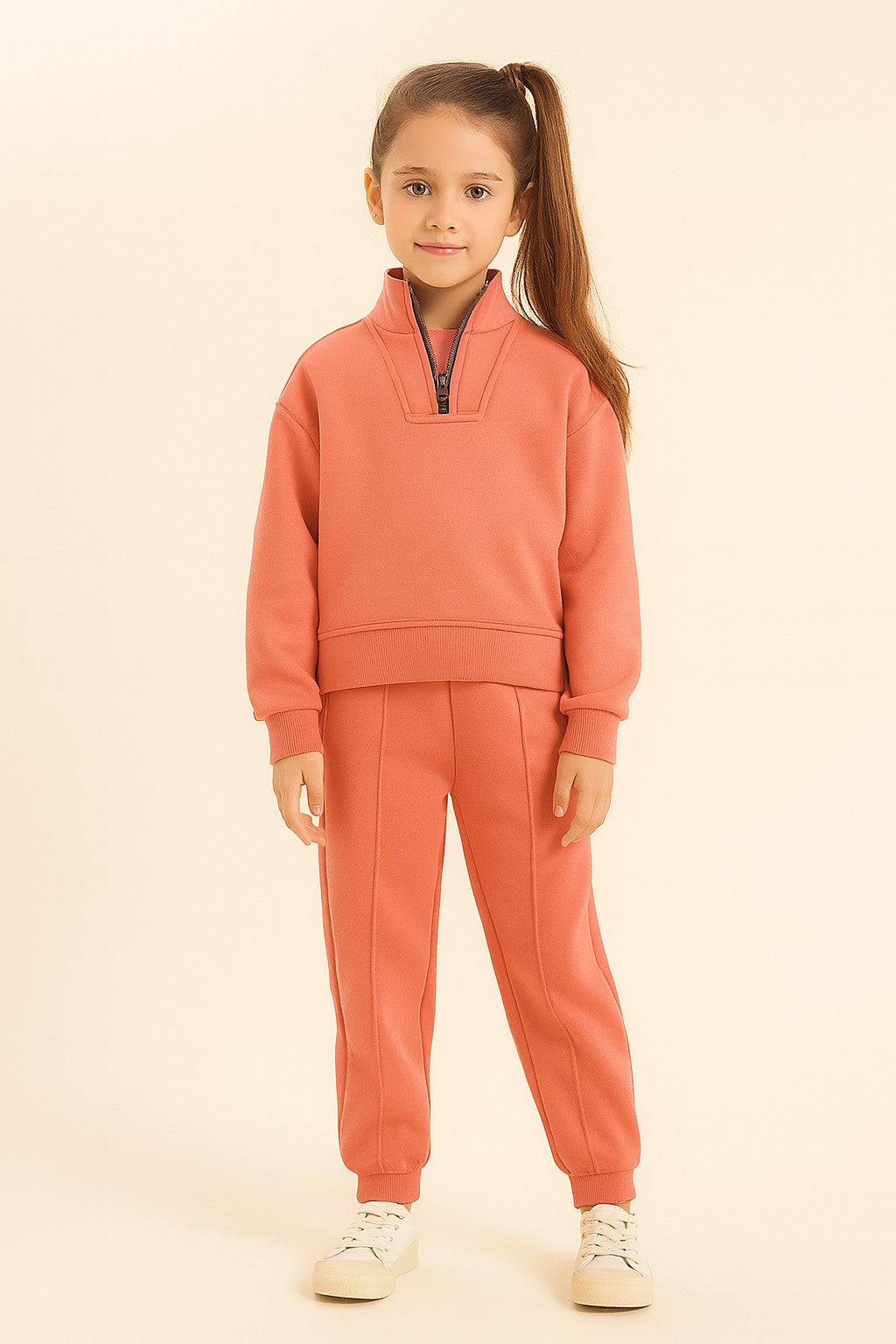 Cotton Terry Full Sleeves Collar Nack Zip Jogger Set