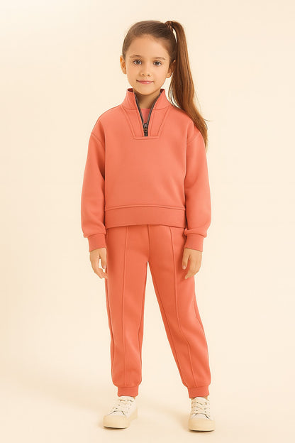 Cotton Terry Full Sleeves Collar Nack Zip Jogger Set
