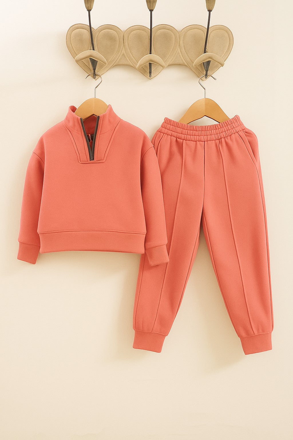 Cotton Terry Full Sleeves Collar Nack Zip Jogger Set