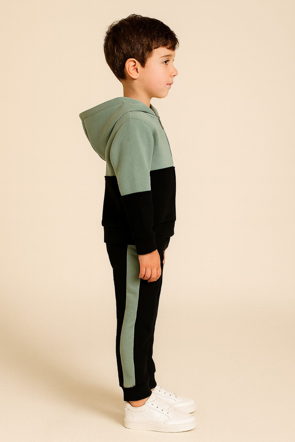 Cotton Fleece Full Sleeves Front Open Zipper Huddy Jogger Set