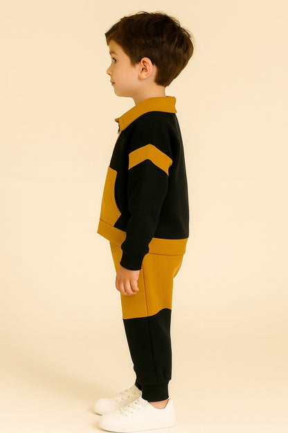 Cotton Fleece Full Sleeves Collar Zip Sweat shirt Jogger Set