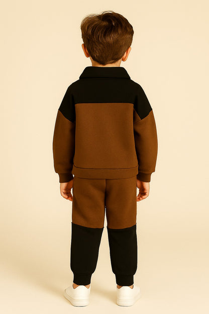 Cotton Fleece Full Sleeves Collar Zip Sweat shirt Jogger Set
