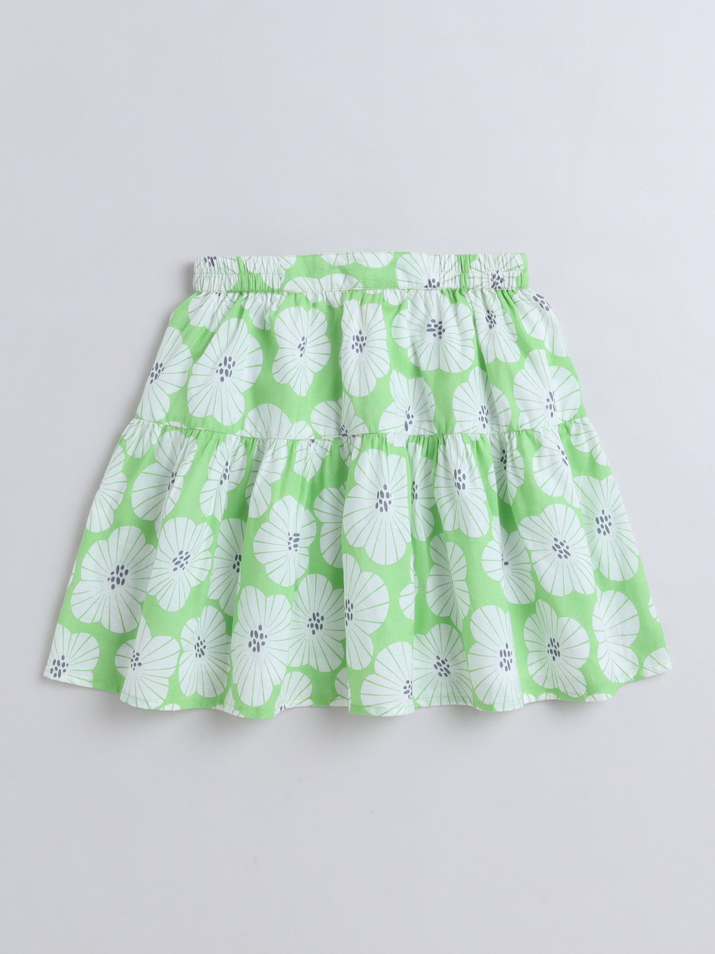 Aww Hunnie Girls’ Cotton Jersey Half-Sleeve Top & Floral Skirt Set – Everyday Elegance