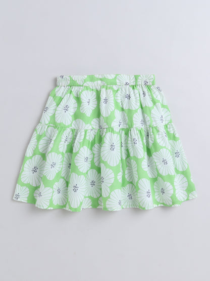 Aww Hunnie Girls’ Cotton Jersey Half-Sleeve Top & Floral Skirt Set – Everyday Elegance