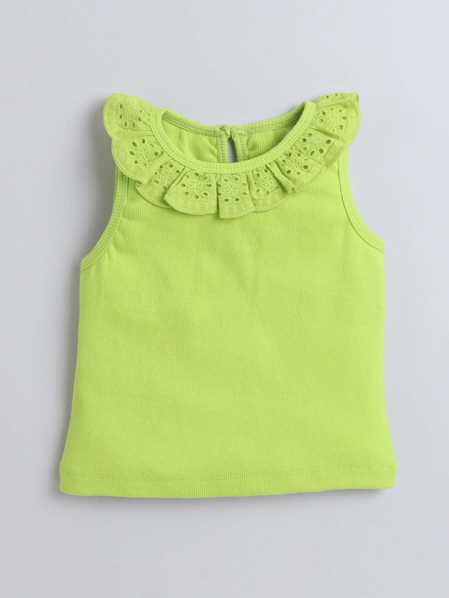 Aww Hunnie Schiffli Lace Design Top - Pure, Chemical-Free Kidswear