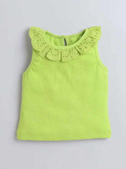 Aww Hunnie Schiffli Lace Design Top - Pure, Chemical-Free Kidswear