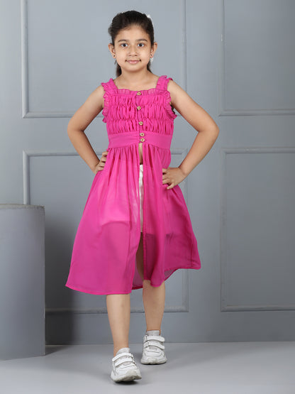 Aww Hunnie Georgette Sleeveless Top & Cotton Twill Shorts Set – Premium Kidswear, Calf-Length Chic