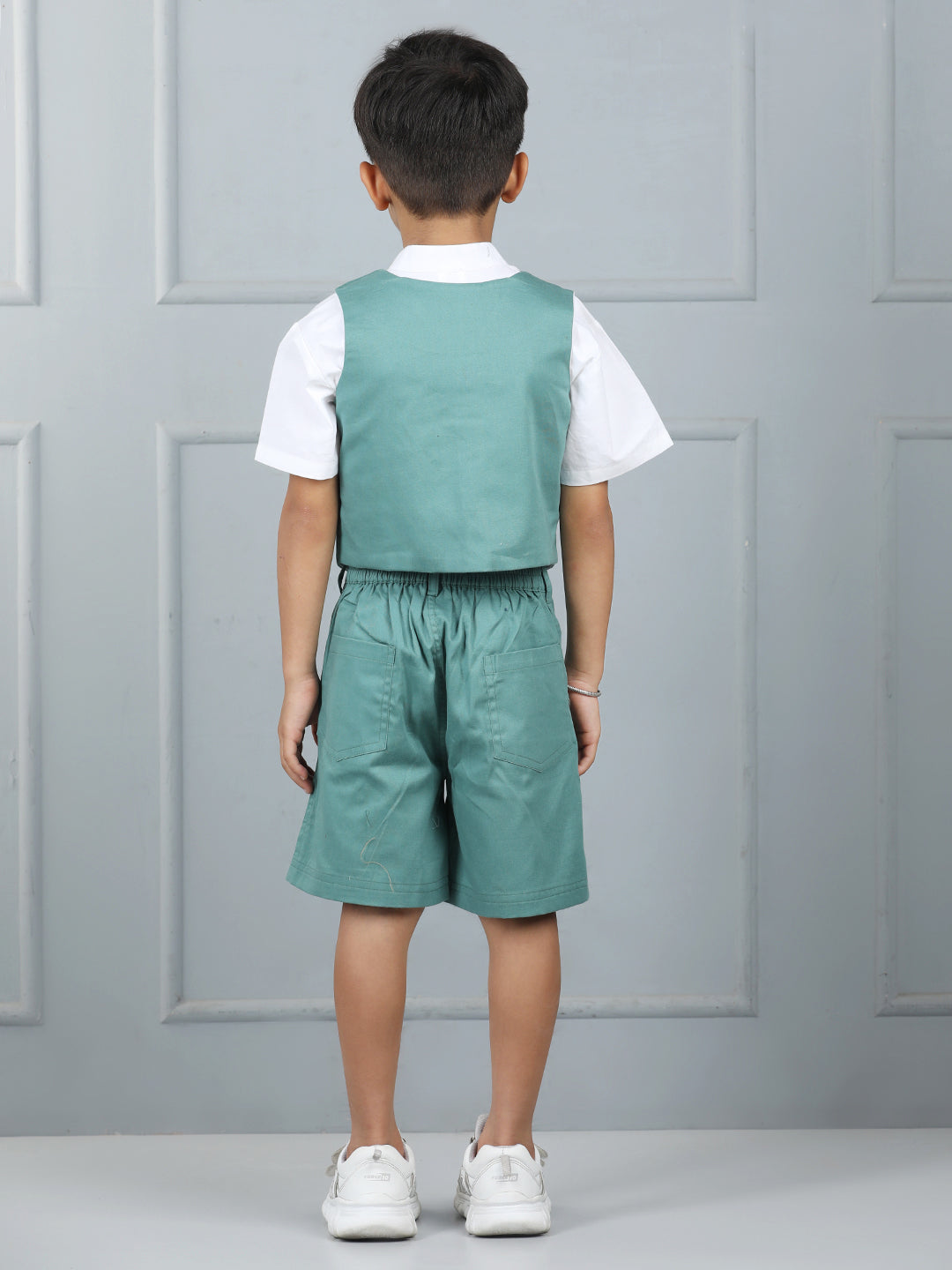 Aww Hunnie Kids’ Cotton Half-Sleeve Shirt & Vest with Pocketed Shorts Set – Premium Summer Wear